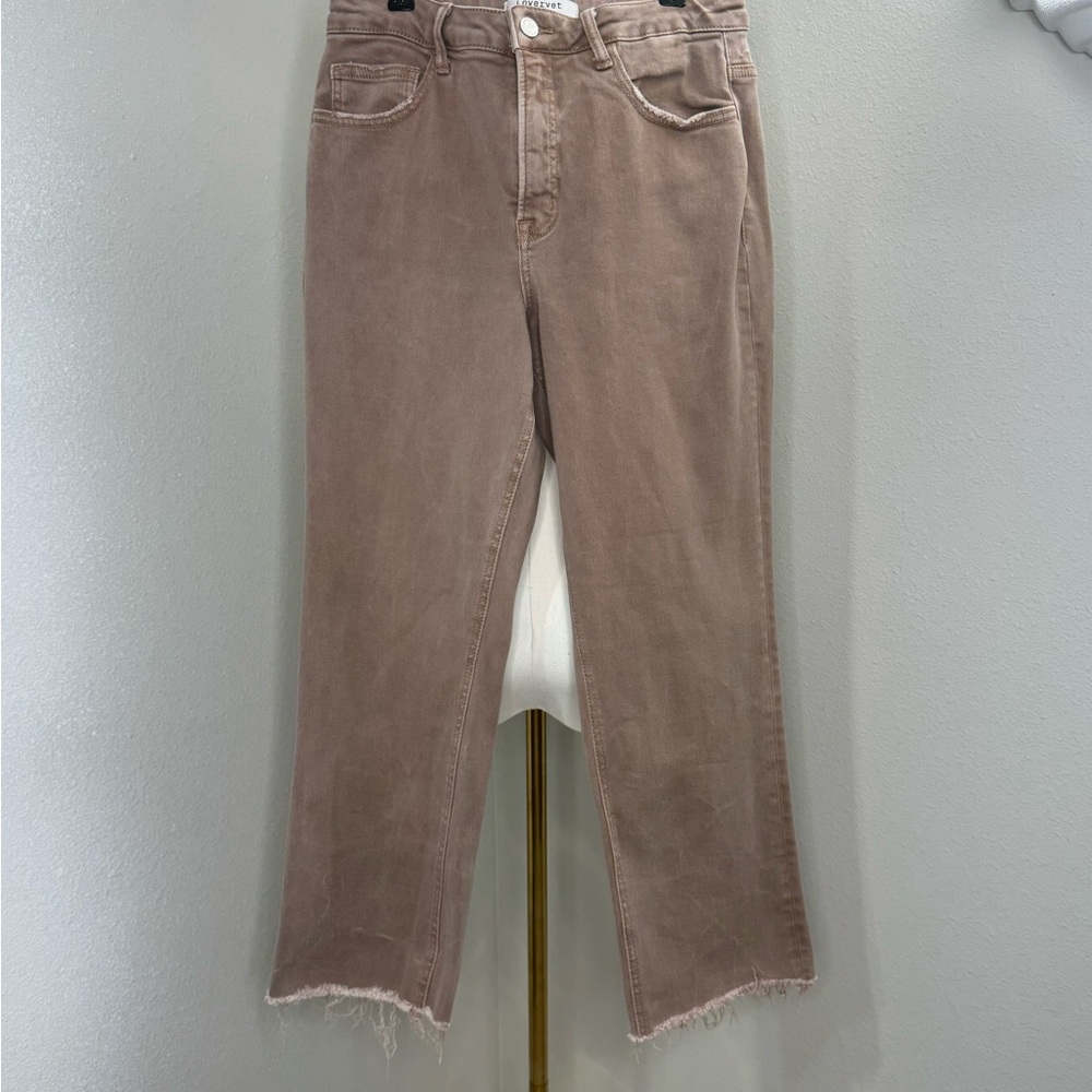 Lovervet by Vervet Cropped Raw Hem Jeans Brown 30/11 High Rise Stretch